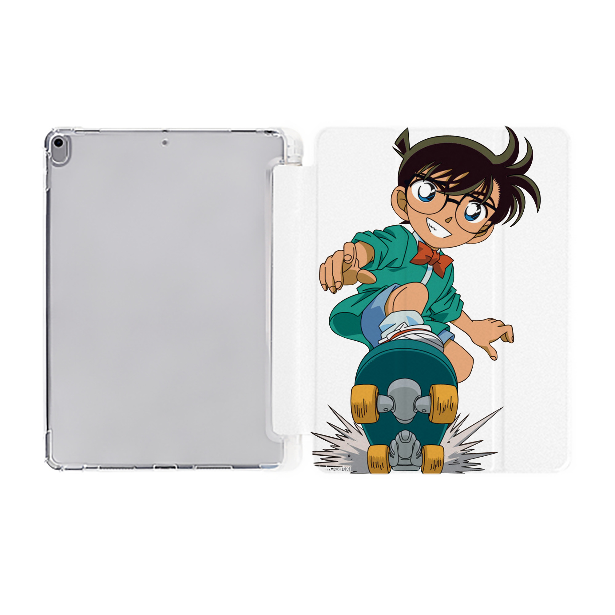 （画像用） 名探偵コナン 江戸川 コナン Detective Conan Conan Edogawa IPad ケース ペン収納付き 三つ折りスタンド PUレザー×シリコン 対応機種9.5/10.5/10.9インチ
